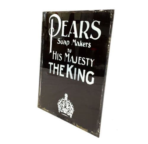 Antique Advertising - Pears Soap Makers Salvaged Glass Window Sign / George V